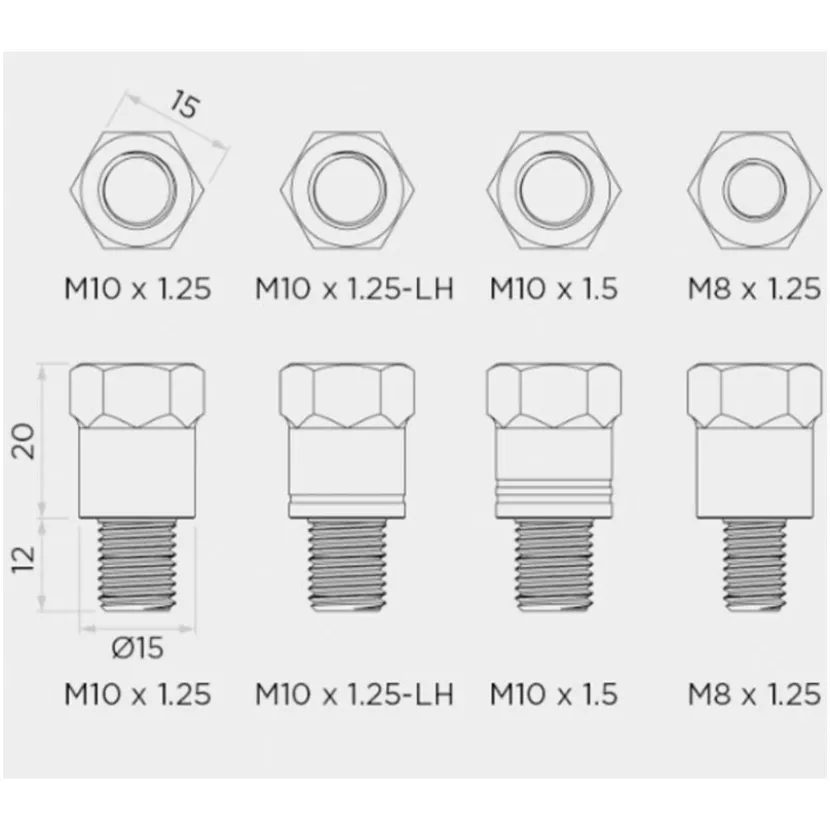 Mirror Stem Mount Adapter Kit M8/M10